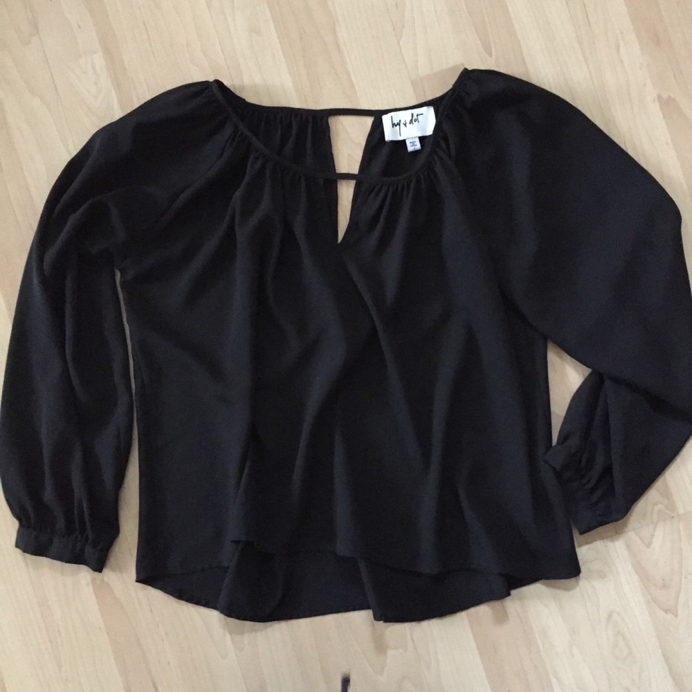 Hy & Dot Black keyhole special occasion blouse S